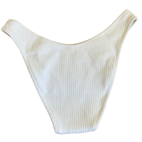 NWT J. Crew White Scrunchie Textured Curved Waist Cheeky Bikini Bottom Sz M - Picture 8 of 14